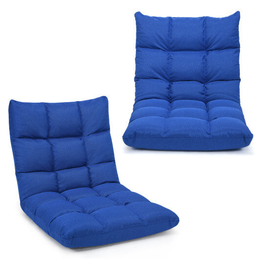 14-Position Adjustable Folding Lazy Gaming Sofa-Blue W2B