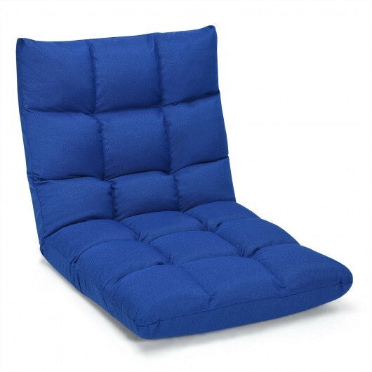14-Position Adjustable Folding Lazy Gaming Sofa-Blue - Color: Blue W2B