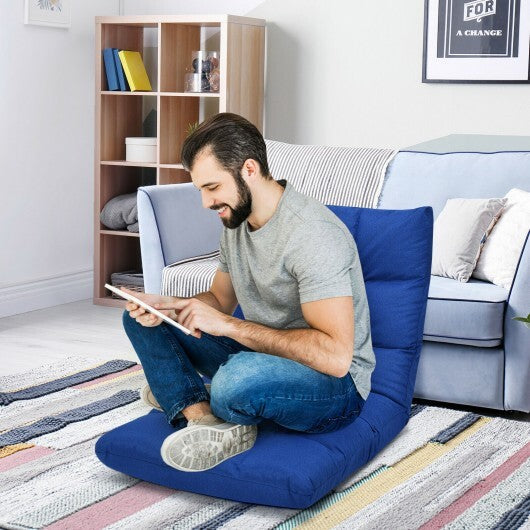 14-Position Adjustable Folding Lazy Gaming Sofa-Blue - Color: Blue W2B
