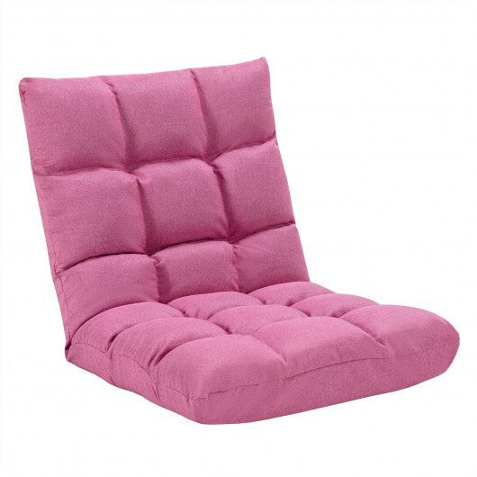 14-Position Adjustable Folding Lazy Gaming Sofa-Pink - Color: Pink W2B