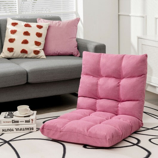 14-Position Adjustable Folding Lazy Gaming Sofa-Pink - Color: Pink W2B