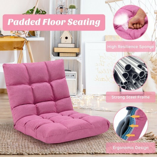 14-Position Adjustable Folding Lazy Gaming Sofa-Pink - Color: Pink W2B