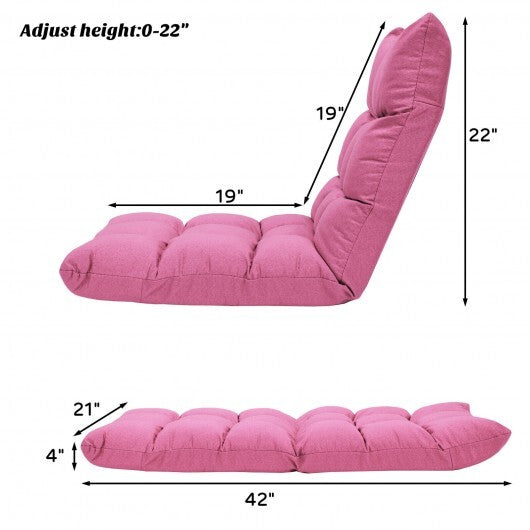 14-Position Adjustable Folding Lazy Gaming Sofa-Pink - Color: Pink W2B
