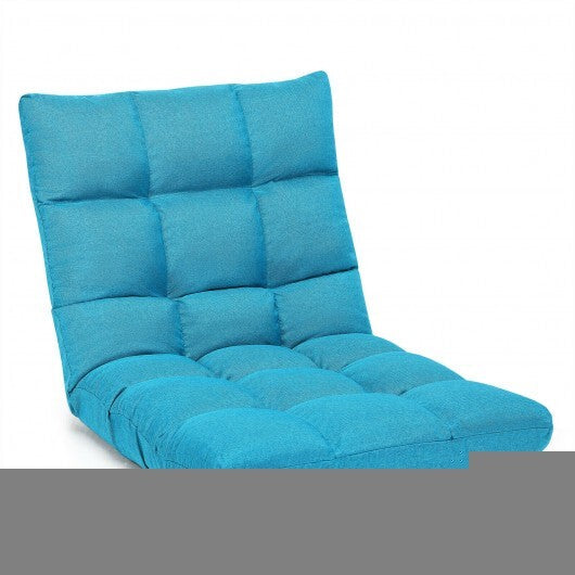 14-Position Adjustable Folding Lazy Gaming Sofa-Light Blue - Color: Light Blue W2B