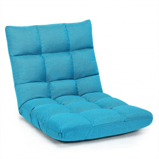 14-Position Adjustable Folding Lazy Gaming Sofa-Light Blue - Color: Light Blue W2B