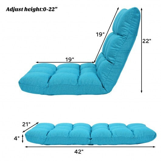 14-Position Adjustable Folding Lazy Gaming Sofa-Light Blue - Color: Light Blue W2B