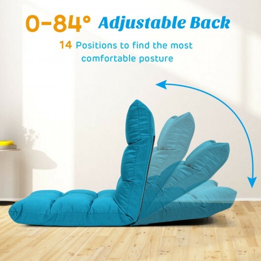 14-Position Adjustable Folding Lazy Gaming Sofa-Light Blue - Color: Light Blue W2B