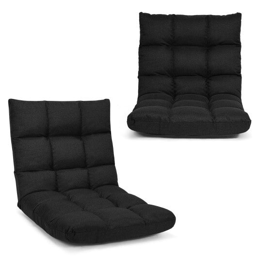 14-Position Adjustable Folding Lazy Gaming Sofa-Blue W2B