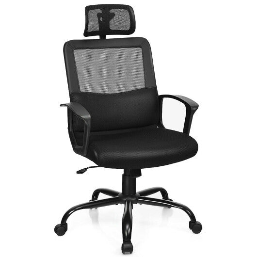 Mesh Office Chair High Back Ergonomic Swivel Chair - Color: Black W2B