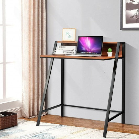 2 Tier Computer Desk PC Laptop Table Study Writing Home Office Workstation New-Walnut W2B
