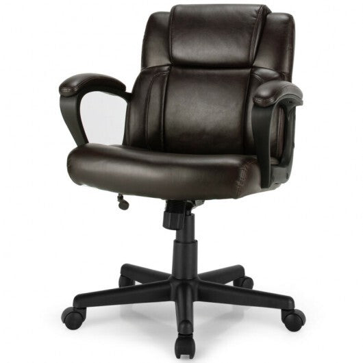 Adjustable Leather Executive Office Chair Computer Desk Chair with Armrest W2B