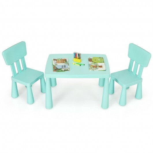 3 Pieces Toddler Multi Activity Play Dining Study Kids Table and Chair Set-Green - Color: Green W2B