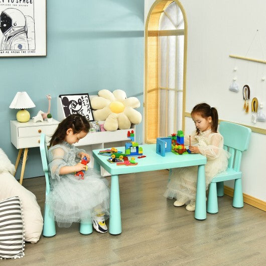 3 Pieces Toddler Multi Activity Play Dining Study Kids Table and Chair Set-Green - Color: Green W2B