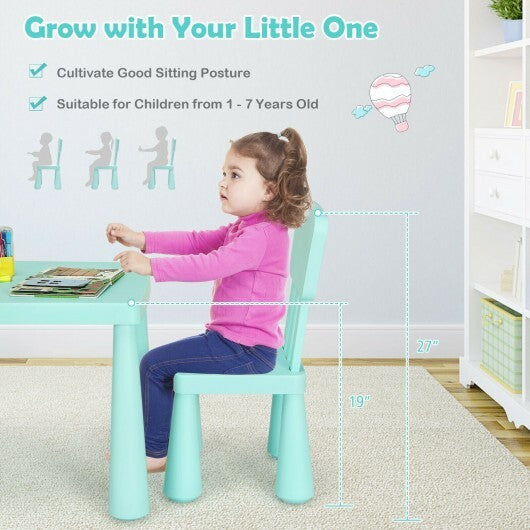 3 Pieces Toddler Multi Activity Play Dining Study Kids Table and Chair Set-Green - Color: Green W2B