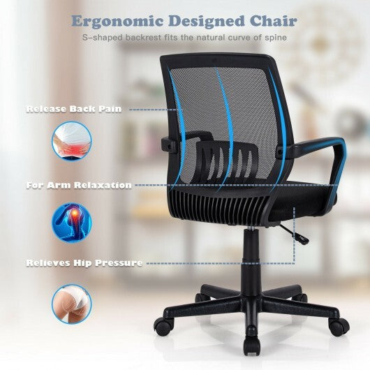 Mid-Back Mesh Height Adjustable Executive Chair with Lumbar Support - Color: Black W2B