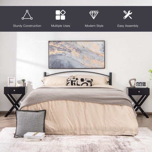 Modern X-Shaped Nightstand with Drawer for Living Room Bedroom-White