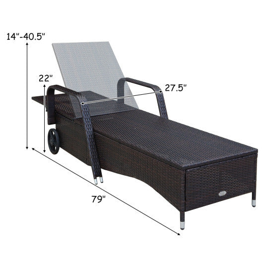 Outdoor Recliner Cushioned Chaise Lounge with Adjustable Backrest W2B