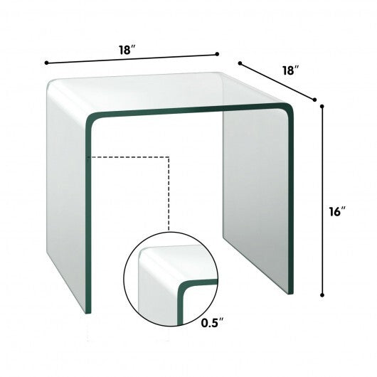 18 x 18 x 16 Inch Tempered Waterfall End Table with non-Slip Pad W2B