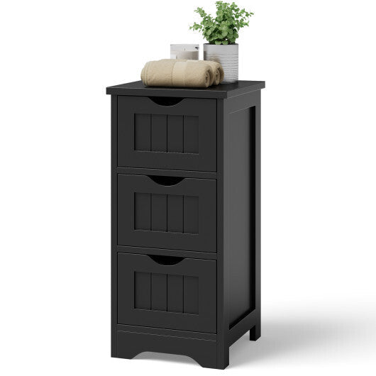 Bathroom Floor Freestanding Storage Organizer with 3 Drawers-Gray W2B