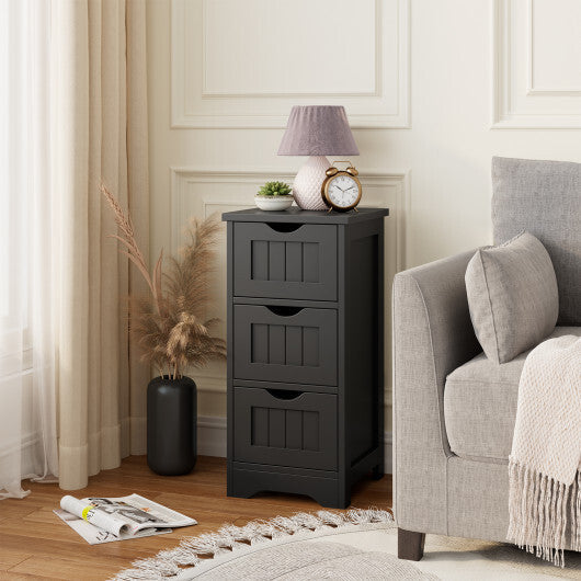 Bathroom Floor Freestanding Storage Organizer with 3 Drawers-Gray W2B