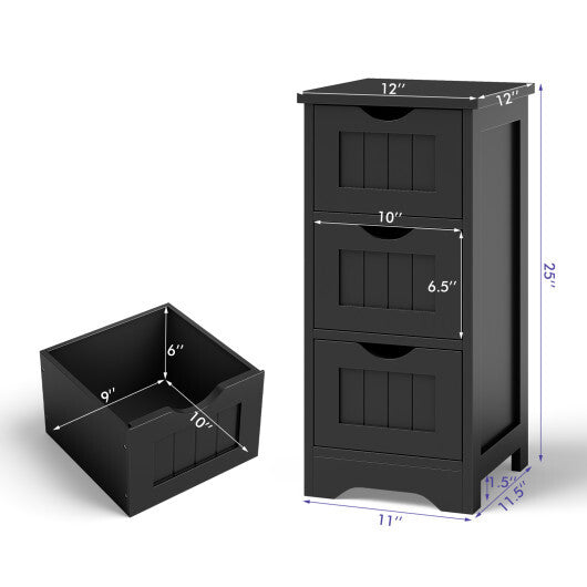 Bathroom Floor Freestanding Storage Organizer with 3 Drawers-Gray W2B