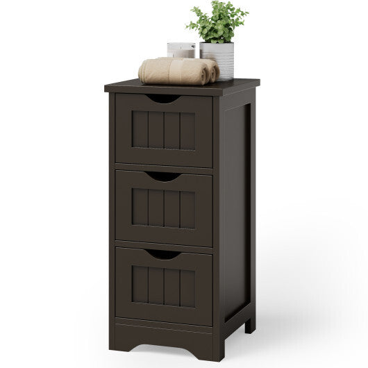 Bathroom Floor Freestanding Storage Organizer with 3 Drawers-Gray W2B