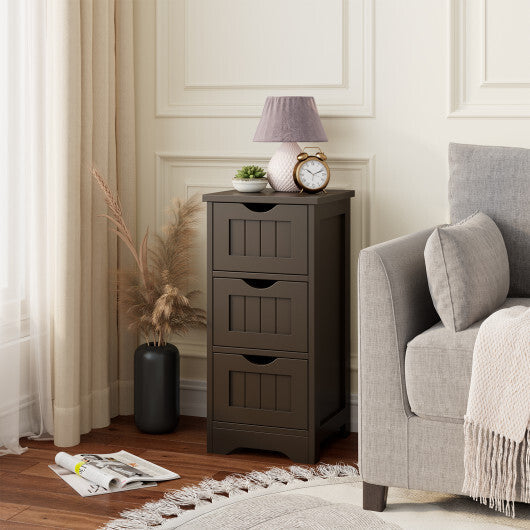 Bathroom Floor Freestanding Storage Organizer with 3 Drawers-Gray W2B