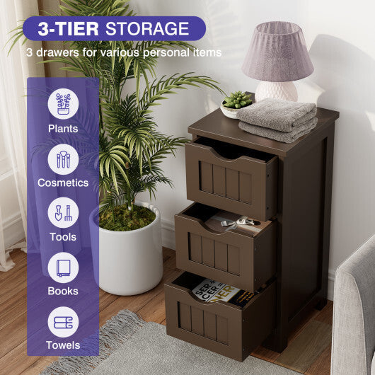 Bathroom Floor Freestanding Storage Organizer with 3 Drawers-Gray W2B