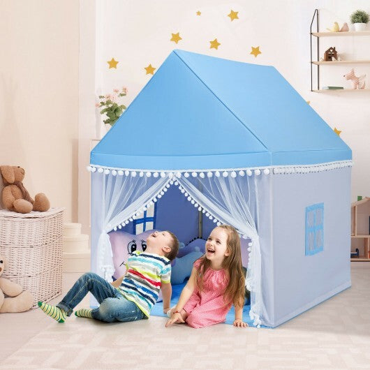 Kids Play Tent Large Playhouse Children Play Castle Fairy Tent Gift with Mat-Pink W2B