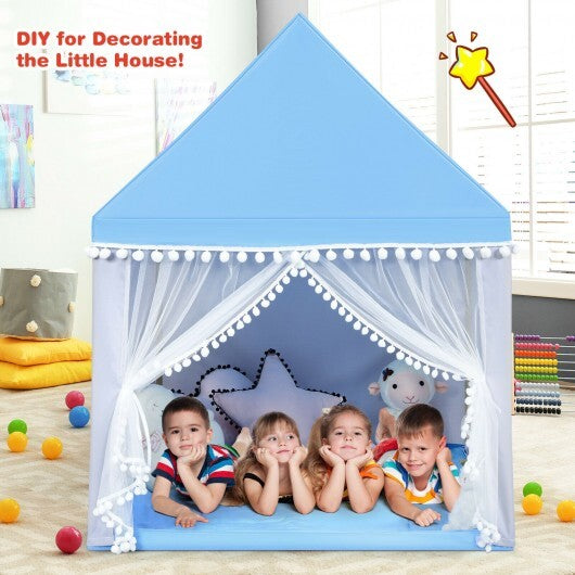 Kids Play Tent Large Playhouse Children Play Castle Fairy Tent Gift with Mat-Pink W2B