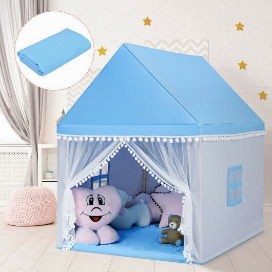 Kids Play Tent Large Playhouse Children Play Castle Fairy Tent Gift with Mat-Pink W2B