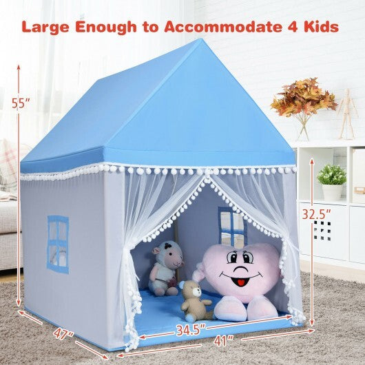 Kids Play Tent Large Playhouse Children Play Castle Fairy Tent Gift with Mat-Pink W2B