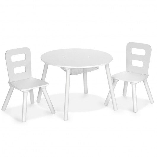 Wood Activity Kids Table and Chair Set with Center Mesh Storage for Snack Time and Homework-Pink W2B