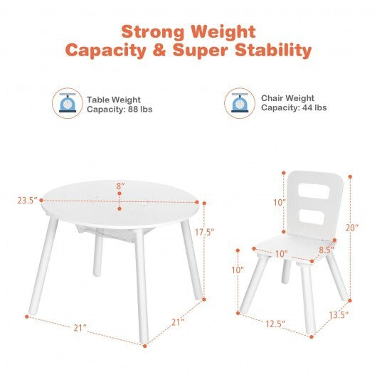 Wood Activity Kids Table and Chair Set with Center Mesh Storage for Snack Time and Homework-Pink W2B