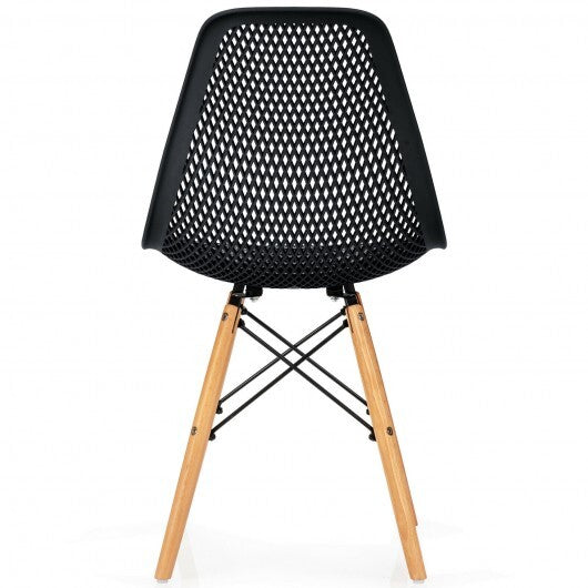 2 Pcs Modern Plastic Hollow Chair Set with Wood Leg-Green W2B