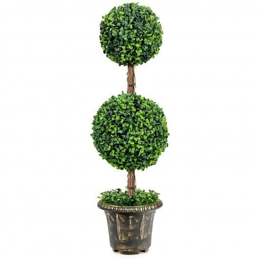36 Inch Artificial Double Ball Tree Indoor and Outdoor UV Protection W2B