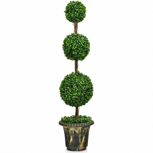 4 Feet Artificial Topiary Triple Ball Tree Plant W2B