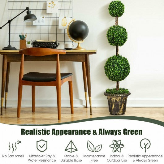 4 Feet Artificial Topiary Triple Ball Tree Plant W2B