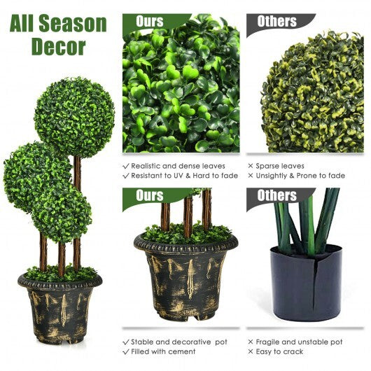 36-Inch Artificial Topiary Triple Ball Tree for Indoor and Outdoor W2B