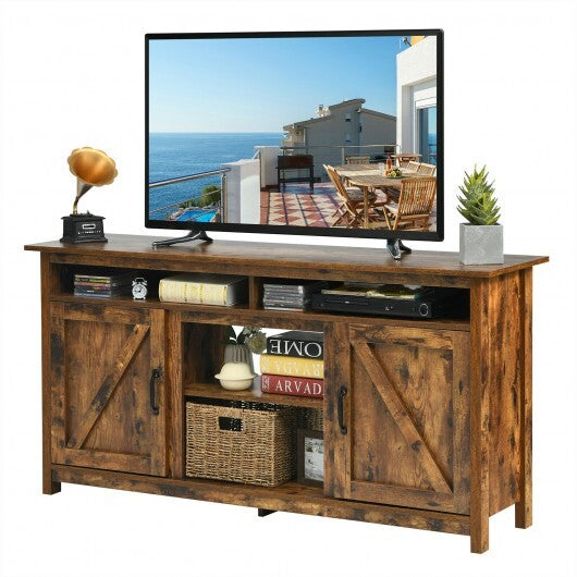 60"Industrial TV Stand Entertainment Center with Shelve and Cabinet-Brown