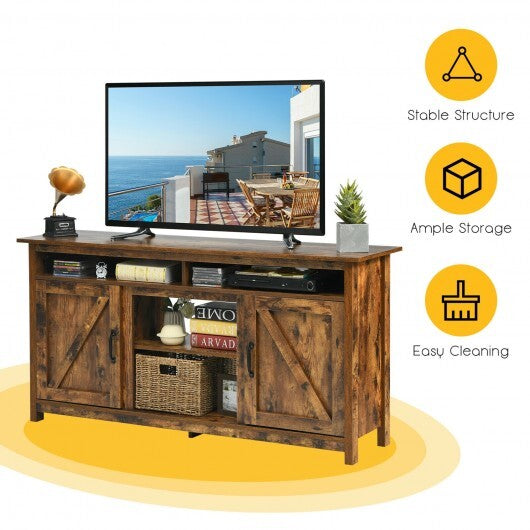 60"Industrial TV Stand Entertainment Center with Shelve and Cabinet-Brown