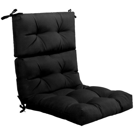 22 x 44 Inch Tufted Outdoor Patio Chair Seating Pad-Black - Color: Black W2B