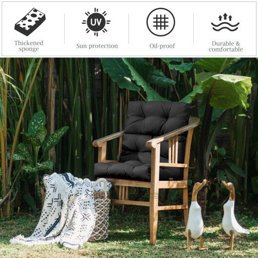 22 x 44 Inch Tufted Outdoor Patio Chair Seating Pad-Black - Color: Black W2B