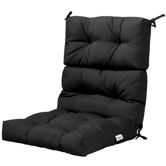 22 x 44 Inch Tufted Outdoor Patio Chair Seating Pad-Black - Color: Black W2B
