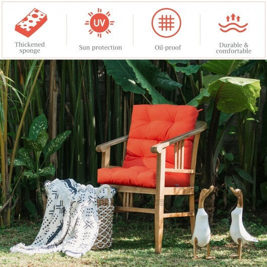 22 x 44 Inch Tufted Outdoor Patio Chair Seating Pad-Orange - Color: Orange W2B