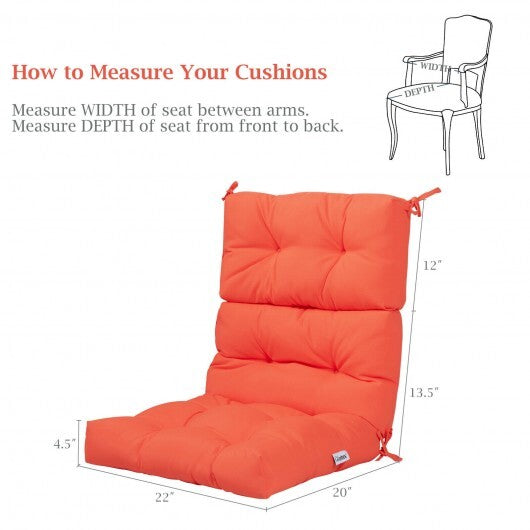 22 x 44 Inch Tufted Outdoor Patio Chair Seating Pad-Orange - Color: Orange W2B