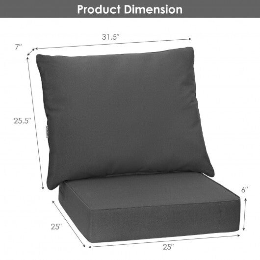 Deep Seat Chair Cushion Pads Set with Rope Belts for Indoor and Outdoor-Gray - Color: Gray W2B