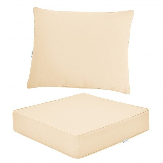 Deep Seat Chair Cushion Pads Set with Rope Belts for Indoor and Outdoor-Beige - Color: Beige W2B
