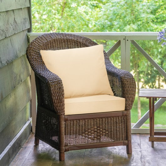 Deep Seat Chair Cushion Pads Set with Rope Belts for Indoor and Outdoor-Beige - Color: Beige W2B