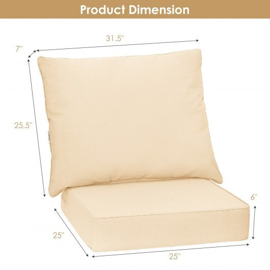 Deep Seat Chair Cushion Pads Set with Rope Belts for Indoor and Outdoor-Beige - Color: Beige W2B